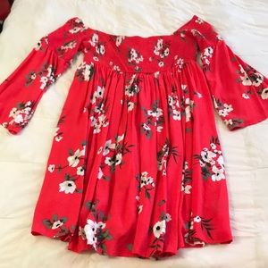 Torrid red floral off the shoulder dress. Size 1.
